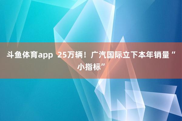 斗鱼体育app  25万辆！广汽国际立下本年销量“小指标”
