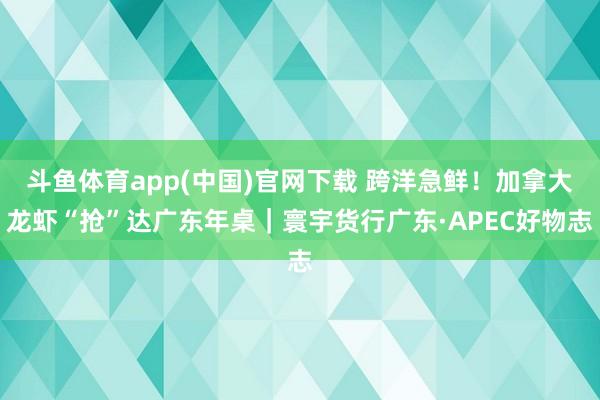 斗鱼体育app(中国)官网下载 跨洋急鲜！加拿大龙虾“抢”达广东年桌｜寰宇货行广东·APEC好物志
