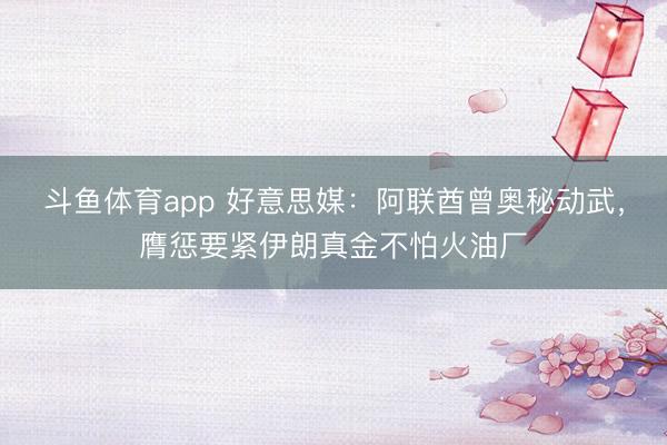 斗鱼体育app 好意思媒：阿联酋曾奥秘动武，膺惩要紧伊朗真金不怕火油厂