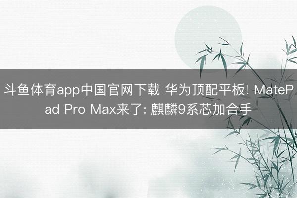 斗鱼体育app中国官网下载 华为顶配平板! MatePad Pro Max来了: 麒麟9系芯加合手