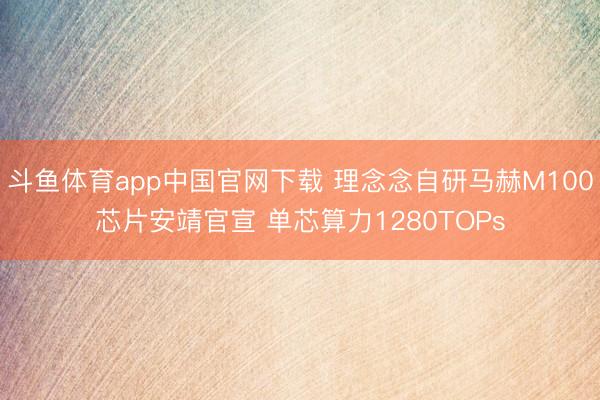 斗鱼体育app中国官网下载 理念念自研马赫M100芯片安靖官宣 单芯算力1280TOPs