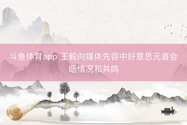 斗鱼体育app 王毅向媒体先容中好意思元首会晤情况和共鸣