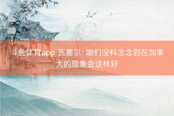 斗鱼体育app 瓦塞尔: 咱们没料念念到在加拿大的现象会这样好