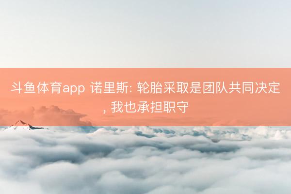 斗鱼体育app 诺里斯: 轮胎采取是团队共同决定， 我也承担职守