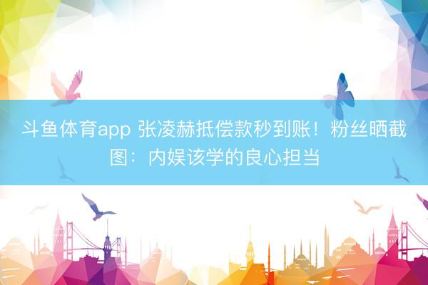 斗鱼体育app 张凌赫抵偿款秒到账!粉丝晒截图:内娱该学的良心担当