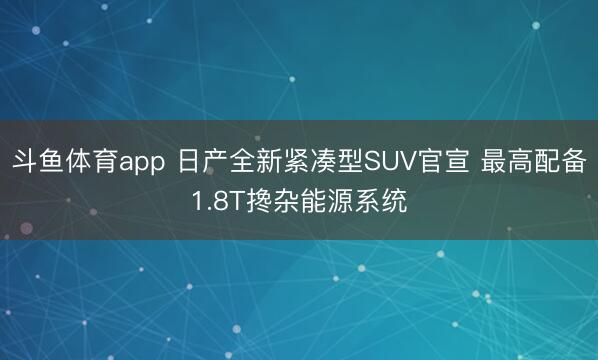 斗鱼体育app 日产全新紧凑型SUV官宣 最高配备1.8T搀杂能源系统